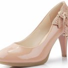 new classical pink patent leather women fashion shoes with awesome flower high heel shoes