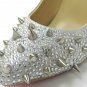 elegant fashion silver patent &edgy rivets with low platform high heel shoes