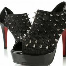 2012 red sole Genuine Leather dress shoes black women shoes with popular spikes