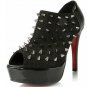 2012 red sole Genuine Leather dress shoes black women shoes with popular spikes