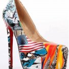 newest style exotic colorful special pattern high platform high heel shoes