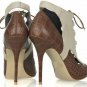 special design shoes/calf genuine leather with canvas high heel shoes