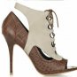 special design shoes/calf genuine leather with canvas high heel shoes