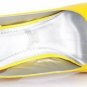 attractive bright yellow patent leather summer &shiny diamond high heel shoes