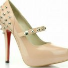 Brand name wedding shoes ladies pumps/shiny rivets&pink patent high heel shoes
