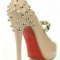 Brand name wedding shoes ladies pumps/shiny rivets&pink patent high heel shoes