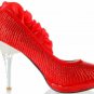 fashion red Platform women thick high heel wedding shoes with flowers