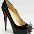 stunning knight black patent leather with edgy rivets high heel shoes