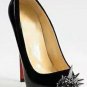stunning knight black patent leather with edgy rivets high heel shoes