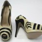 fashion comfortable unique stripe pattern with cute fish toe high heel shoes