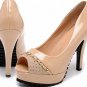2012 newest style hot selling cream patent leather high heel shoes