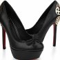2012 sexy red sole high heel leather shoes with beautiful metal butterfly