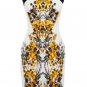special top design sleeveless classic yellow flower with black shoulder girdle bandage dress