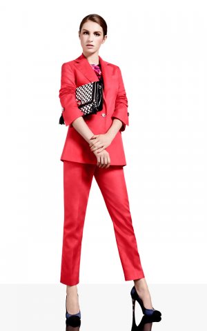 attractive water melon red suit/tight style/top design/high quality clothes