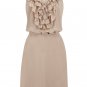 fair ladies' grey silk material with pleated flower style/ sleeveless and v-neck sexy bandage dress