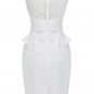 elegant white lace cut-outs bandage dress/round collar and sleeveless dress
