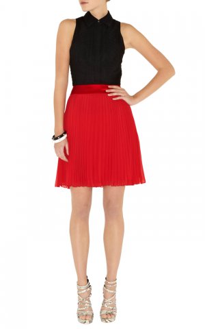 sexy knee height red wavy simple style party and evening bandage dress