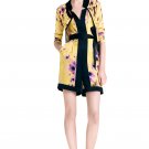 latest style beautiful yellow flower with long sleeve  casual dress