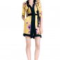 latest style beautiful yellow flower with long sleeve  casual dress