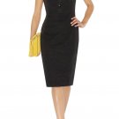 high quality black silk round collar with sleeveless bandage dress/knee height dress/career dress