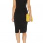 high quality black silk round collar with sleeveless bandage dress/knee height dress/career dress