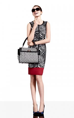 unique design white&black wavy pattern with red bottom and sexy red belt bandage dress
