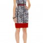 unique design white&black wavy pattern with red bottom and sexy red belt bandage dress