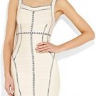 career &party fair ladies' summer milky color&sleeveless and knee height bandage dress