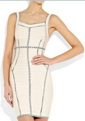 career &party fair ladies' summer milky color&sleeveless and knee height bandage dress