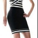 tight fashion black with white color coat with black dress bandage dress