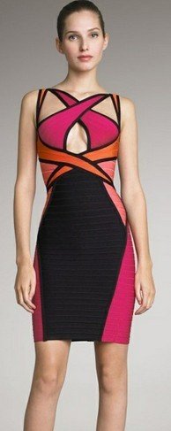 sexy ladies' evening special design red with black sleeveless bandage dress