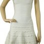 sexy latest pure white off-shoulder beautiful lamination with sawtooth bottom bandage dress