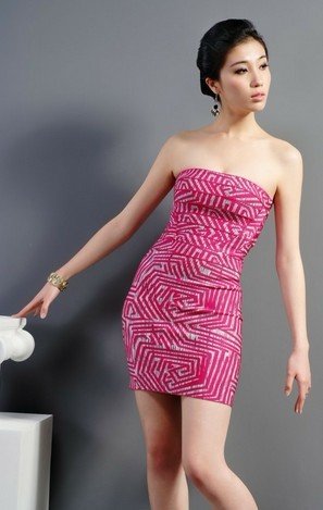 sexy hot on sell off-the shoulder special geometric pattern bandage dress