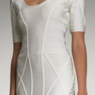 famous design wrap dress/ white evening dress/special side design bandage dress