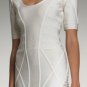 famous design wrap dress/ white evening dress/special side design bandage dress