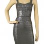 flattering glitter grey baldric &backless knee height evening&party bandage dress