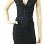 flattering special design black v-neck &scoop back with wrapped back-neck bandage dress
