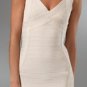 attractive baldric &v-neck stripped white color knee height evening bandage dress