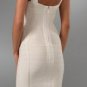 attractive baldric &v-neck stripped white color knee height evening bandage dress