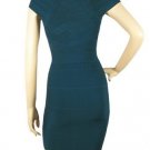 evening dark green hot on sell linen with grey linen zipper bandage dress