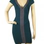 evening dark green hot on sell linen with grey linen zipper bandage dress