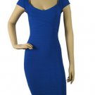 bodycon bandage dress/royal blue shoulder-wrapping  knee height bandage dress