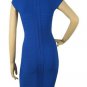 bodycon bandage dress/royal blue shoulder-wrapping knee height bandage dress