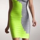 tender leaf green and grey snug bandage dress/evening&party bandage dress