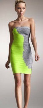tender leaf green and grey snug bandage dress/evening&party bandage dress