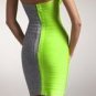 tender leaf green and grey snug bandage dress/evening&party bandage dress