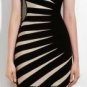 slope stripe black with white one shoulder strap bandage dress