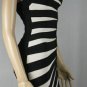 slope stripe black with white one shoulder strap bandage dress
