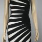 slope stripe black with white one shoulder strap bandage dress