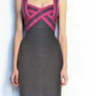 tight grey banded beauty/red with grey criss-cross neckline&strap bandage dress